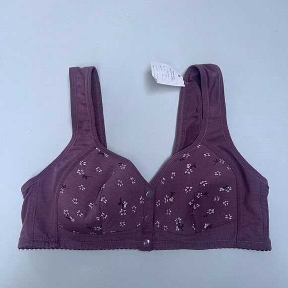 Front Closure Bras for Middle Elderly Women Cotton Comfy Bra Vest Mom Underwear - Picture 3 of 7